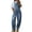 Blue, variant on Women's Blue Cotton Baggy Adjustable Strap Denim Bib Overalls Loose Wide Leg