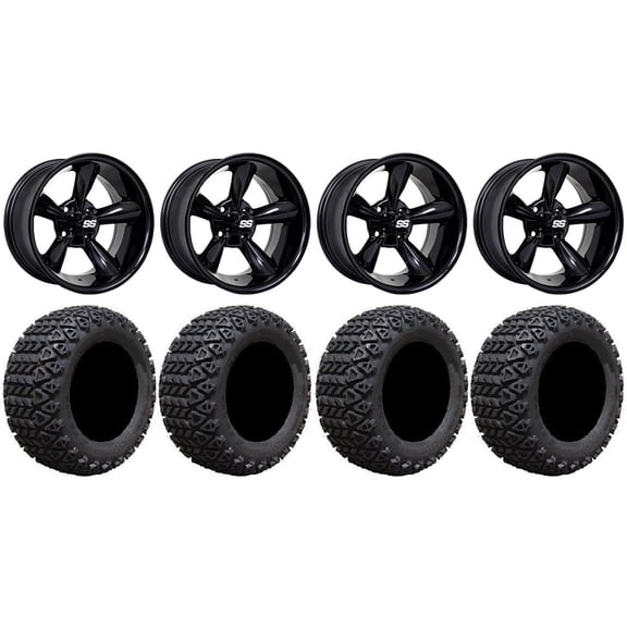 GTW Godfather 10" Golf Wheels Black 20" X-Trail Tires E-Z-GO & Club Car