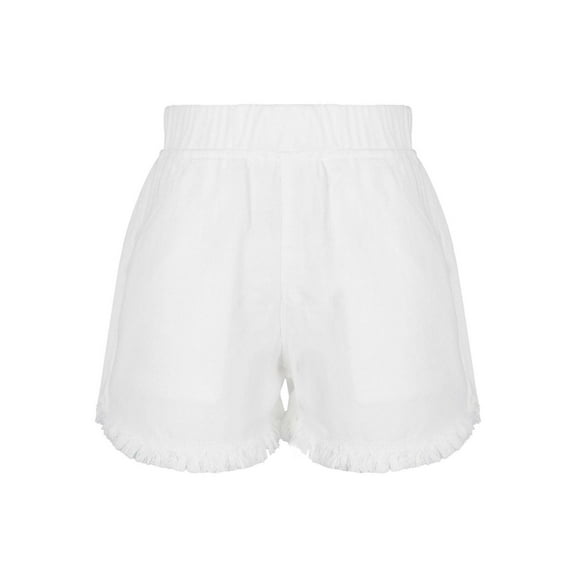 Rswnyirn Kids Girls Straight Leg Denim Shorts High Waist Boyfirend Style Raw Hem Loose Fit Jean White 150