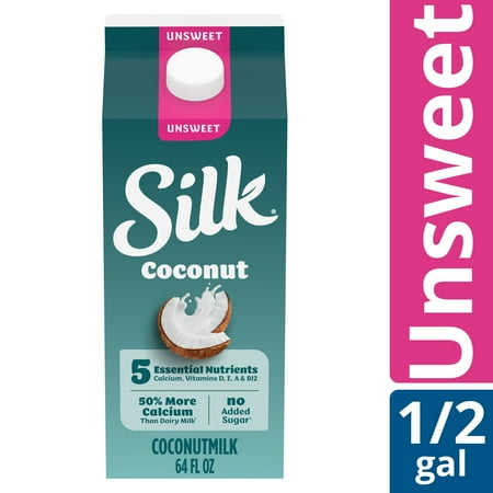 Silk Dairy Free, Gluten Free, Unsweet Coconut Milk, 64 fl oz Half Gallon