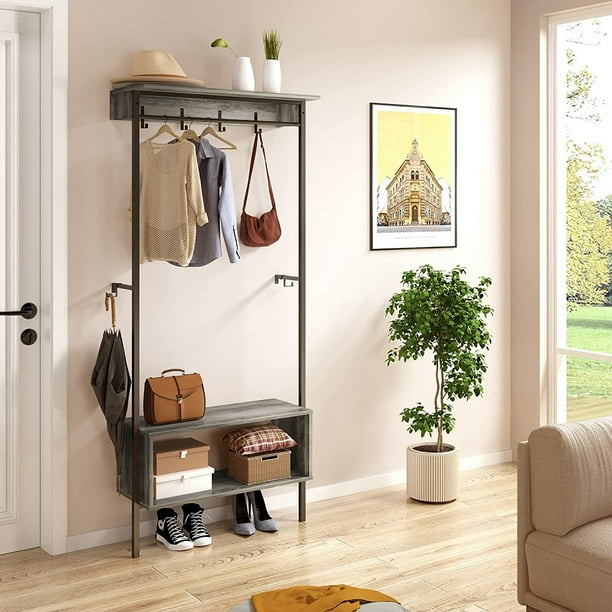 Bestier 71 Inch Hall Tree With Shoe Bench For Entryway Coat Rack Storage Shelf Stand Hooks Grey Com Entryway Coat Rack Storage Shelf Stand, Homcom 71 Hall Tree With Storage Bench And Coat Rack
