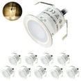 thumbnail image 1 of Juego de 10 focos LED empotrables para exterior, IP67, impermeables, luz blanca cálida de 3000 K, 32 mm, 0,6 W, 12 V CC, para caminos, terrazas, piscinas y escaleras., 1 of 5