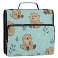 thumbnail image 2 of Water-Resistant 3-Ring Binder Organizer with Multiple Pockets Zipper Binder Bag for Office Cute Otter Pattern, 2 of 8