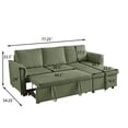 thumbnail image 3 of L-Shaped Modular Loveseat Sofa with Chaise Lounge, Pull-Out Sleeper Bed, Reclining Backrest and Storage Chaise, Tufted Corduroy Upholstered Convertible Sectional Couch for Living Room, Green, 3 of 7