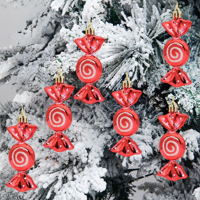 Plastic Flat Dappled Candy Hued Christmas Tree Pendant Understated Cute Lollipop Christmas Ball Christmas Decorations
