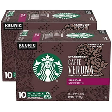 Starbucks Coffee Company Starbucks Caffe Verona Coffee K-Cup Pods, Dark Roast Ground Coffee K-Cups For Keurig Brewers, 100% Arabica Coffee, 10 Ct K-Cup Pods/Box (Pack Of 2 Boxes)