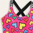 thumbnail image 7 of Cowsor 8-13Y Kids Heart Print Sleeveless Crew Neck Spaghetti Strap One Piece Swimsuit Triangle Brief with Chest Pad UV Protection Swimwear for Big Girls, 7 of 7