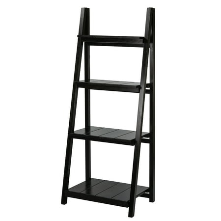 Manhasset Slatted 4-Shelf Folding Bookcase-Black - Walmart.com
