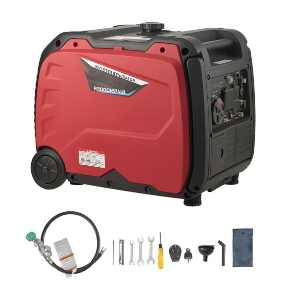 KFFKFF 4200W Peak Watt Quiet Dual Fuel Inverter Generator, Gas & LPG Powered, Reliable Power Supply with CO Sensor, RV-Compatible 8.3A Outlet, Extended Operation for Home and Outdoor Use