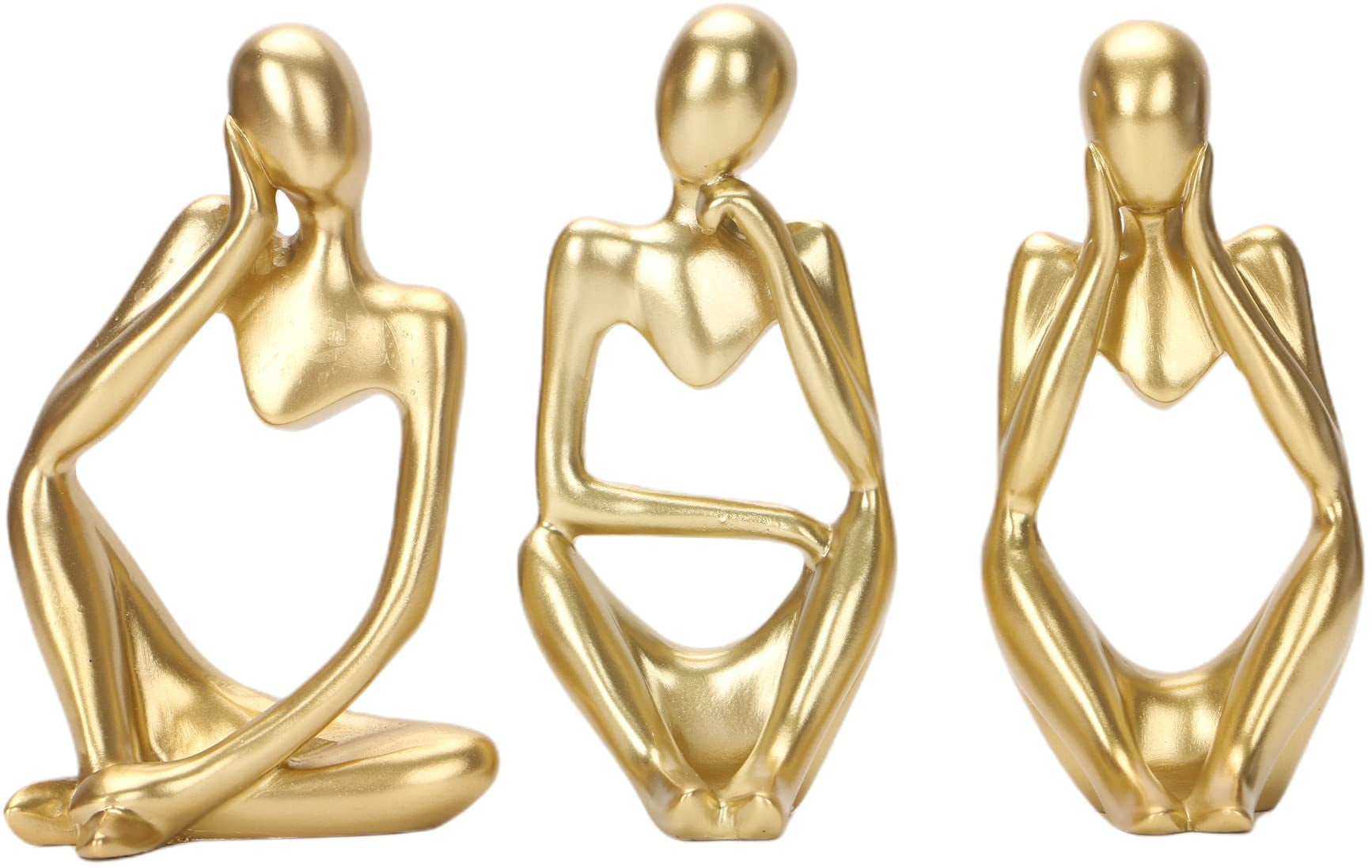 Gold Decor Thinker Statue Set Abstract Modern Sculpture Decor Set of 3