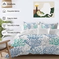 thumbnail image 4 of Blue Teal Grey Coral Coastal Bedding 3 Piece Duvet Cover Set Full Size, Summer Beach Nautical Ocean Soft Microfiber Comforter Cover with Zipper Closure & Pillowcases, FadeResistant Quilt Cover, 4 of 9