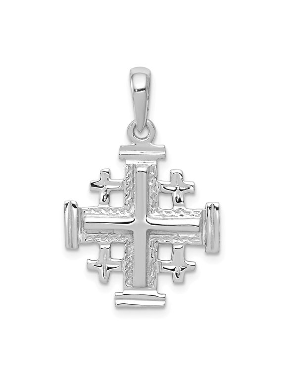 14k White Gold Jerusalem Cross Pendant