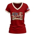 thumbnail image 4 of YVNAURA America 250 Vintage Patriotic V Neck T Shirt for Women 1776-2026 Faded Flag Graphic Tee Semiquincentennial Limited Edition Keepsake Top for 4th of July Daily Streetwear, Red, 3XL, 4 of 7