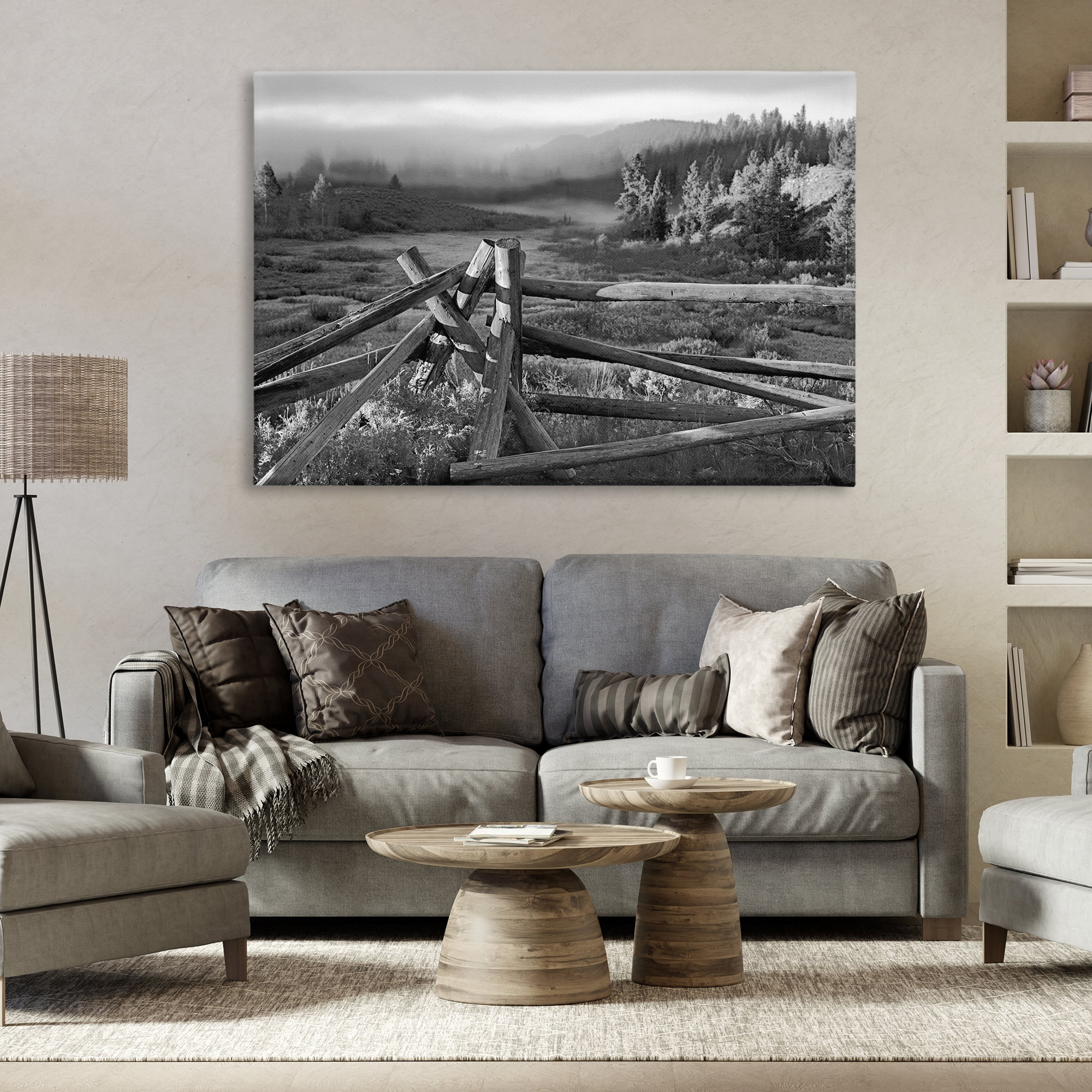 Grand Tetons Fence Beyond Canvas Wall Art, design by MJ Photography