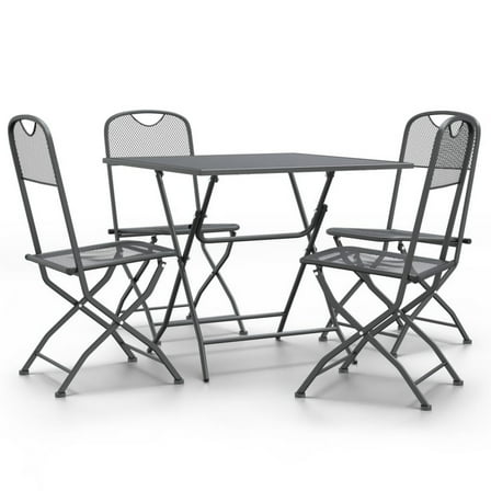 Yoko 5pc Outdoor Dining Breakfast Set, Dark Gray Folding Metal Frame
