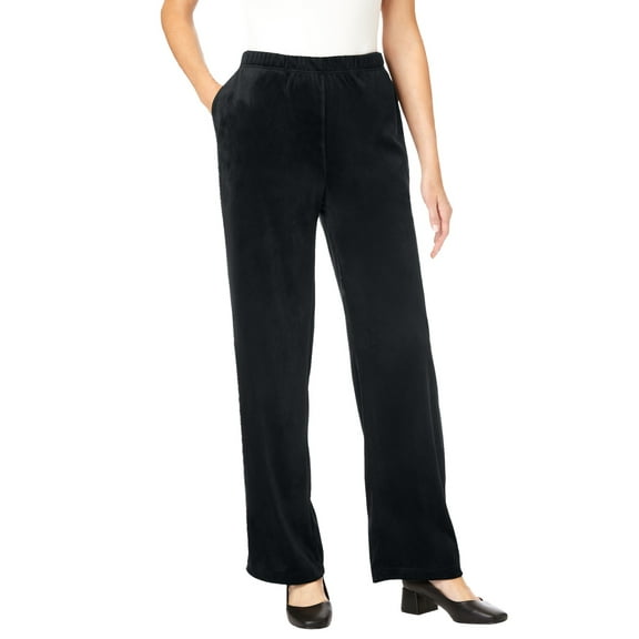 Woman Within Plus Size Wide-Leg Velour Pant