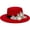 Red, variant on Elegant Fedora Hat with Floral Embellishment Retro Wide Brim Hat Panama Floppy Cap for Wedding Race Banquet Tea Parties