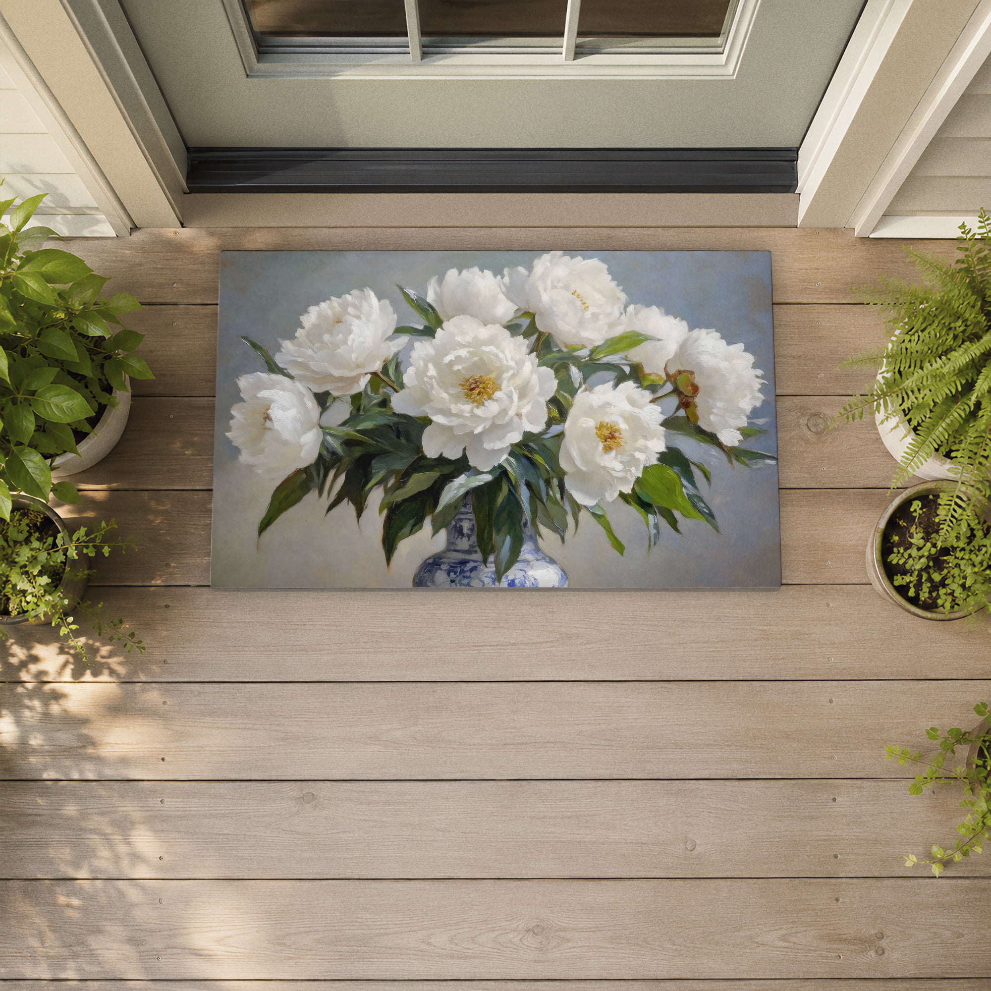 Stupell Industries Peonies In Full Bloom Printed Outdoor Door Floor Mat, design by Petals Prints Design