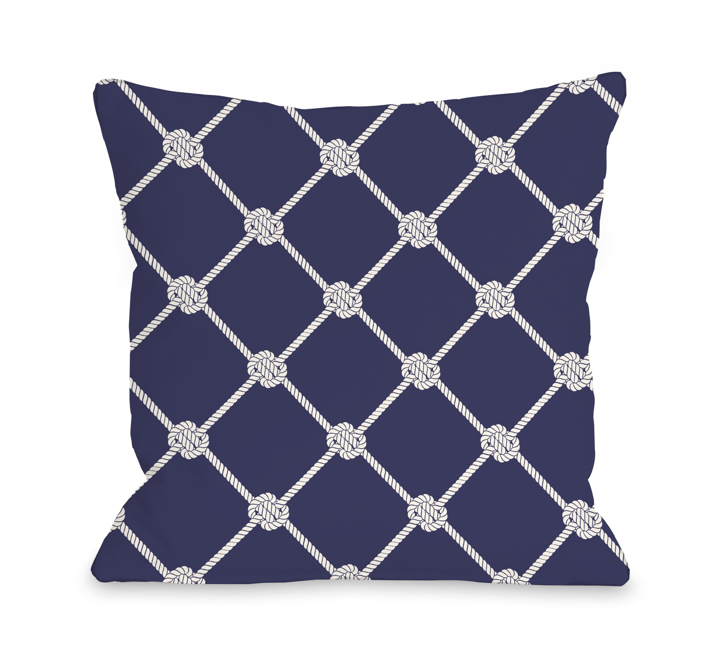 Nautical Rope Pattern Navy 18x18 Pillow by OBC