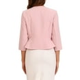 thumbnail image 3 of INSPIRE CHICElegant Blazer for Women's Open Front Collarless 3/4 Sleeve Peplum Business Work Suit Jacket XS Pink, 3 of 6