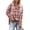 Plaid Pink, variant on Nxznwn Plaid Hoodies for Women Oversized V Neck Hooded Pullover Sweatshirts Casual Button Down Long Sleeve Shirts Loose Fall Tops