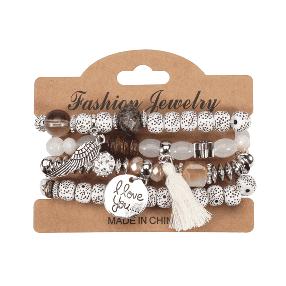 DESIGNICE Beaded Bracelets for Women,Black and Red Crystal Bracelet, Green Jade Beads Chakra Bracelets,White