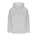 thumbnail image 6 of WTOBBY Women's Casual Oversized Solid Color Pocket Long Sleeve Hooded Sweatshirt, Relaxed Fit with Pocket, Cozy Fabric for Everyday Wear in Fall and Winter,Gray S, 6 of 7