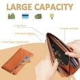 thumbnail image 3 of Egoelife Women Wallet Genuine Leather RFID Blocking Clutch Zipper Credit Card Holder Large Capacity Billfolds Ladies Handbags Coin Pocket, 3 of 7