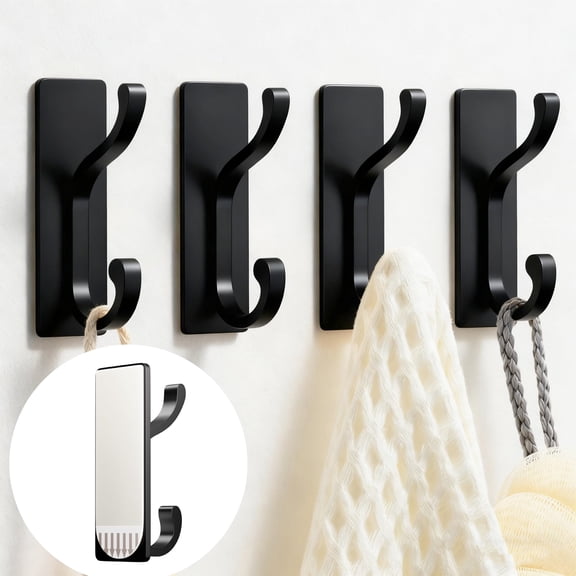 Wall Hooks with Adhesive Strip - Easy to Remove, No Residue, Strong Heavy Duty Sticky Towel Hook