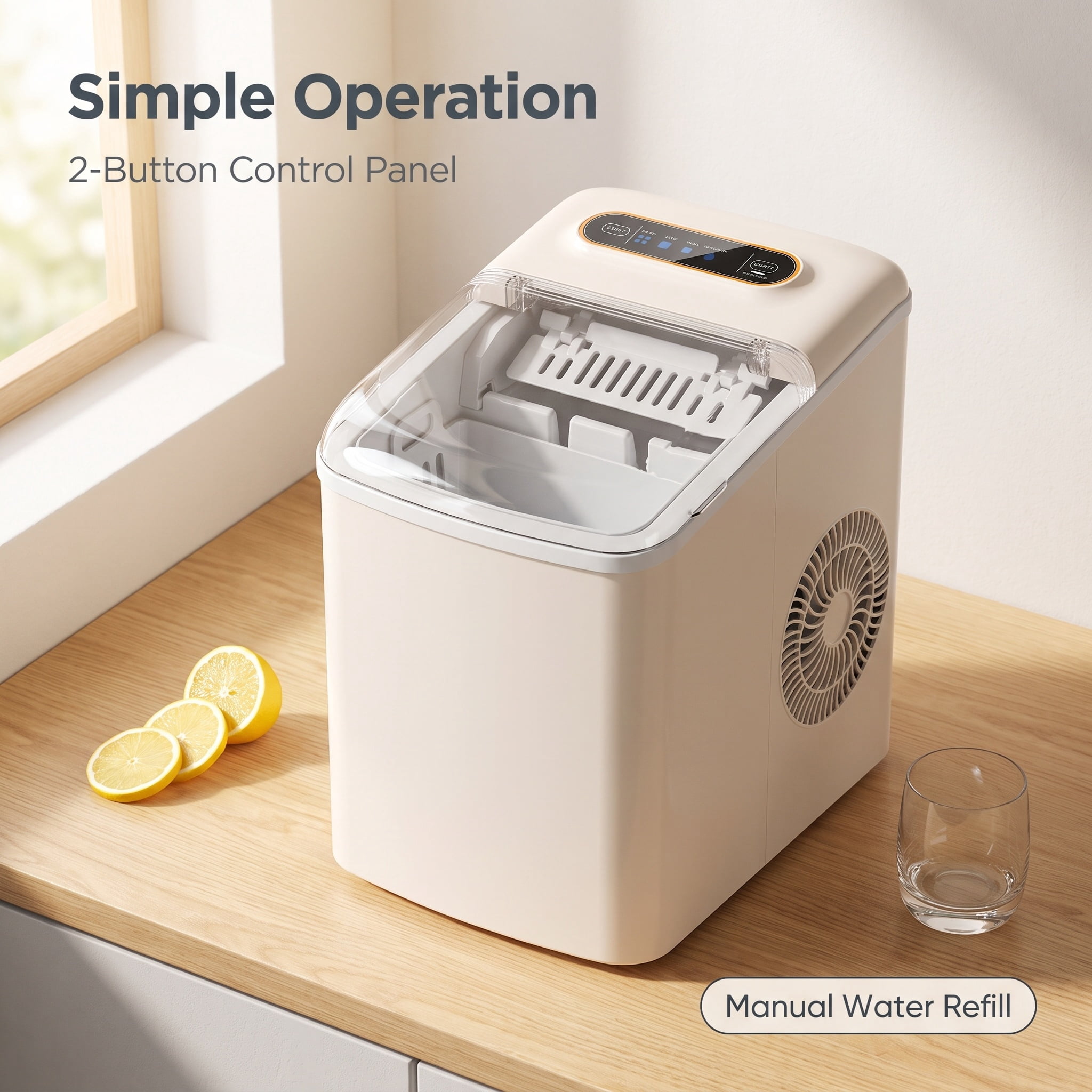 Ice Cube Maker Machine Countertop, 33Lbs/24H 9 Pcs Ice Cubes in 13 Mins, Self-Cleaning Portable Ice Maker for Home Kitchen,Bar