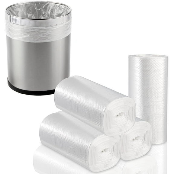 YSTDHL 200 Counts 4 Gallon Clear Small Garbage Bags Trash Bags, Wastebasket Bin Liners for Bathroom Bedroom Office Trash Can, 4 Rolls