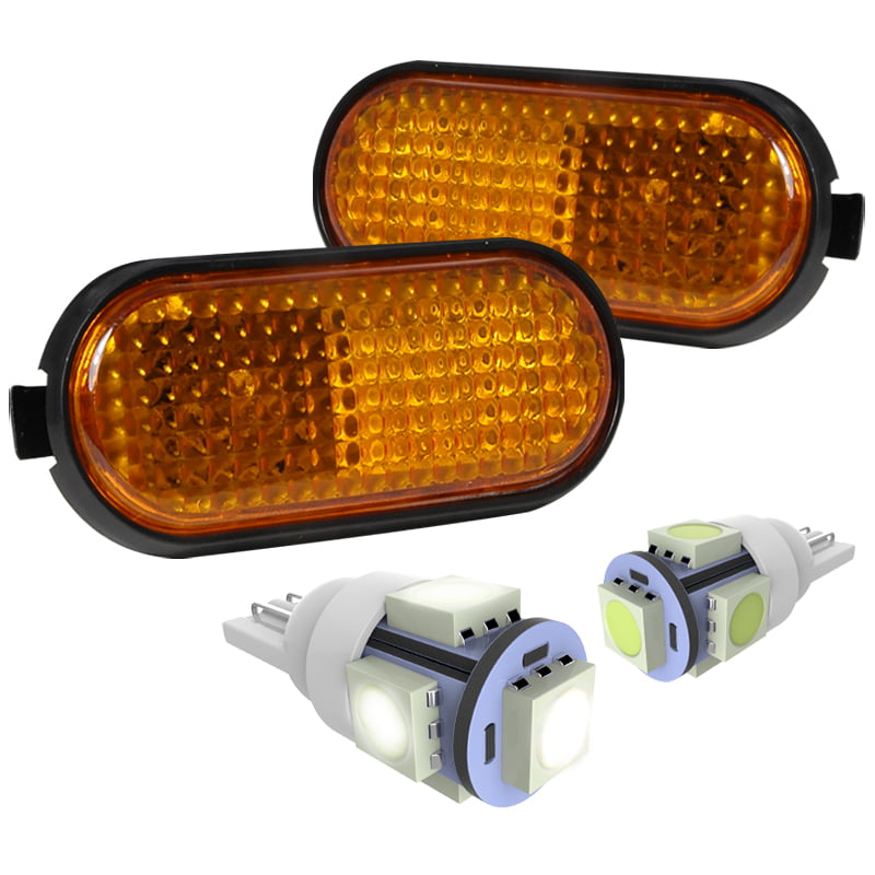 2PC HID-STYLE AMBER ORANGE T10 194 LED LIGHT BULBS FOR CAR/TRUCK INTERIOR B2