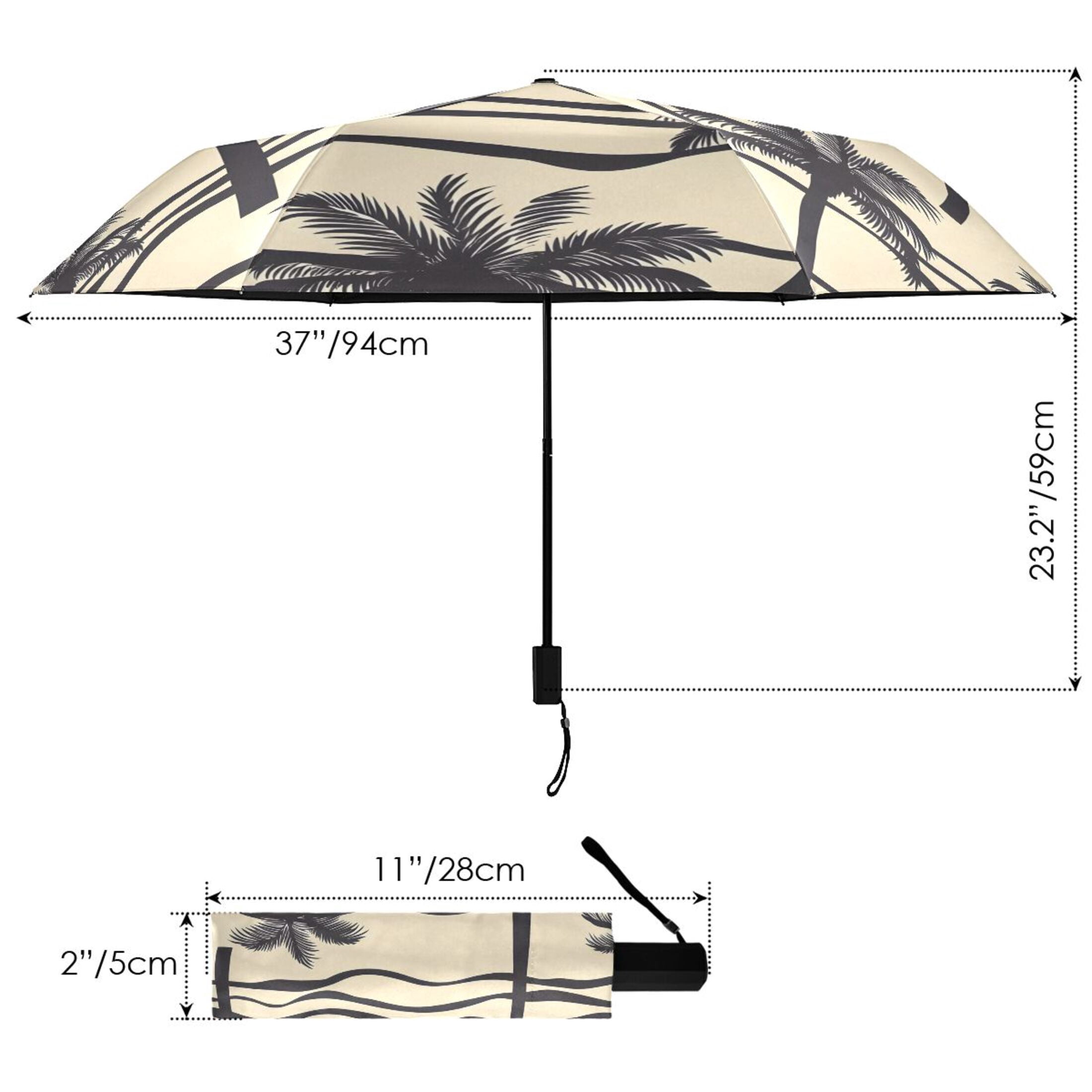 ALAZA Palm Tree-a5 UPF 50+ Compact Folding Umbrella for Rain Travel Umbrella Packable