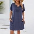 thumbnail image 2 of Levmjia Womens Short Sleeve Nightgown V Neck Lace Trim Solid Color Loose Mini Dress With Side Pockets Home Sleep Casual Lightweight Comfortable Daily Indoor Leisure Wear, 2 of 8