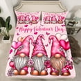 thumbnail image 2 of Manfei Kawaii Gnome Twin Sheet Sets,Happy Valentine'S Day Twin Fitted Sheet,Pink Loves Pattern Flat Sheet For Girls,Luxury Bedroom Decor,3pcs, 2 of 7