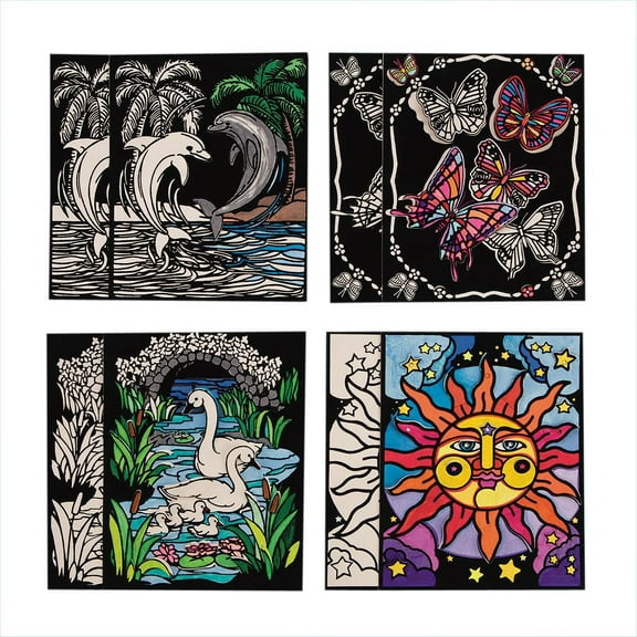 Velvet Art 3-D Posters, 8" x 10", 4 Designs (Pack of 24)