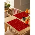 thumbnail image 5 of Placemats Set of 6, Christmas Red Woven Placemat, Linen Place Mats for Kitchen/Dining Tables, Winter Snowflakes Xmas Retro Washable Table Mats for Party, 5 of 8