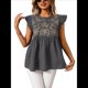thumbnail image 1 of Blusas Peplum con Mangas con Volantes para Mujer, Elegantes, Informales, Bohemias, Estampadas, Holgadas. Gris L, 1 of 10