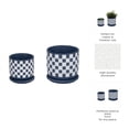 thumbnail image 4 of Round Checker Pattern Saucer Planters for Garden Decor - Ceramic Planter for Home and Living Room Decor - Sleek Flower Pots for Indoor and Outdoor Plants - Set of 2, 6", 5", Blue & White, 4 of 10