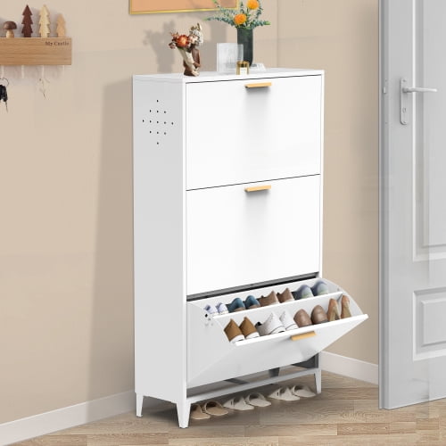 Adjust & Removable 3 Drawer All Steel Shoe Freestanding Shoe
