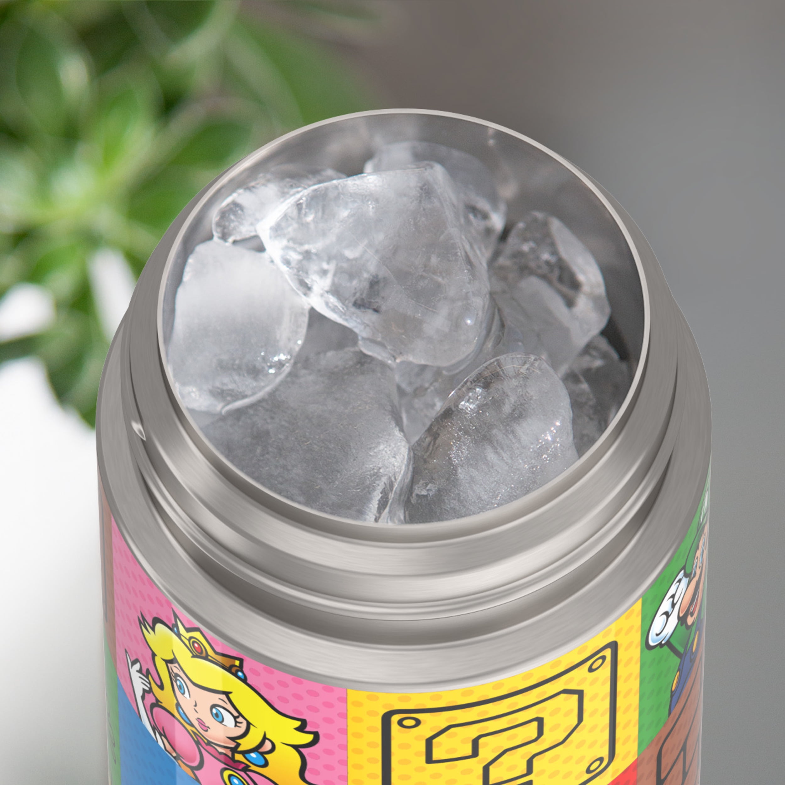 Thermos Kids Bouteille d'eau isolée sous vide avec paille rabattable, 355 ml, Super Mario