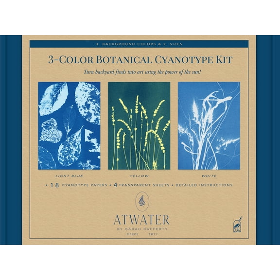 3-Color Botanical Cyanotype Kit: Beginner-Friendly Solar Printing Kit for DIY Nature Art, (Hardcover)