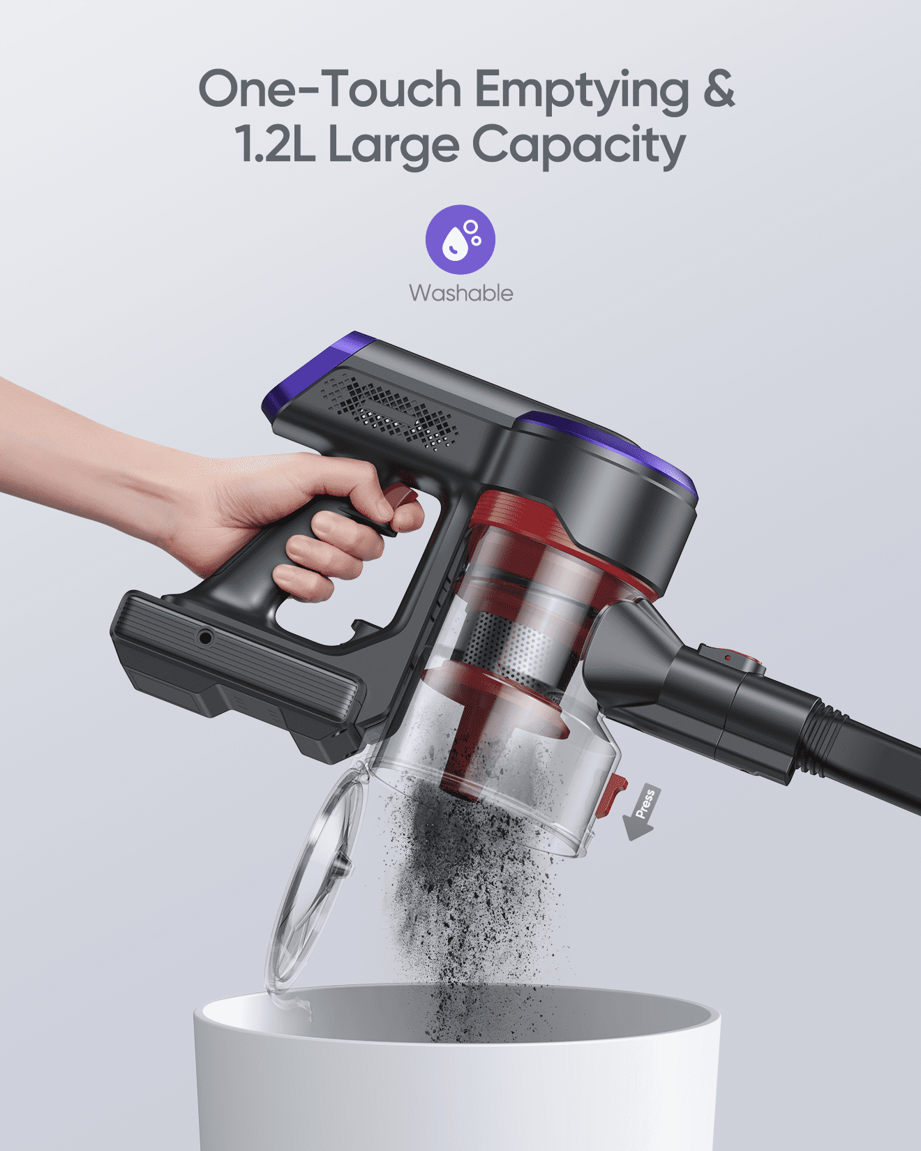 Buture Cordless Stick Vacuum Cleaner, 55mins 450W 38Kpa with Buture Cordless Stick Vacuum Cleaner, 55mins 450W 38Kpa with