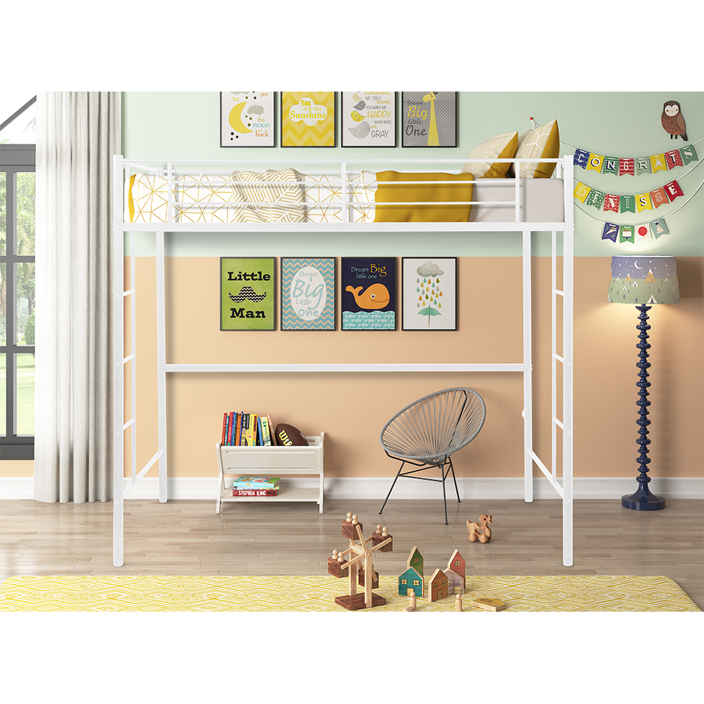 Metal Loft Bed, SEVENTH Twin Sturdy Steel Bed Frame with ...