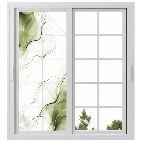 Sage Green Water Ripple Window Privacy Film Vintage Abstract Modern Classic Decorative Glass Window Film UV Blocking Static Cling Non-Adhesive Sticker Covering for Home Door 29.5 x 78.7 inches
