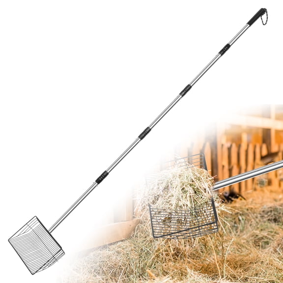 Metal Cat Litter Scoop with Adjustable Handle Versatile Poop Scoop Efficient Chicken Poop Scooper for Cats Dogs Chicken 5 Section Handle