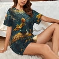 thumbnail image 4 of Rateoe Whimsical Starry Night Scene Pattern Women's Short-Sleeved Pajama Set - 2 Piece Soft and Lightweight Sleepwear Set-Medium, 4 of 7