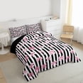 thumbnail image 3 of Feelyou Princess Bowknot Teens Twin Comforter Sets, Black Pink Fashion Bedding Set, 2pcs, 3 of 8