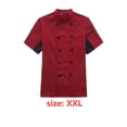 thumbnail image 3 of Chef abrigo manga corta con botones bolsillos cocinero chaqueta de cocción elegante ropa de trabajo desgaste uniforme traje para restaurante hotel cafetería cocina rojo xxl Eigraketly HA012101-19, 3 of 7