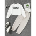 thumbnail image 2 of 11Y Big Girls Clothes Big Girls Outfits 11-12 Years Girls Long Sleeve Letter Print Round Neckline Top Pants 2PCS Girls Fall Winter Clothing Set Apricot, 2 of 8